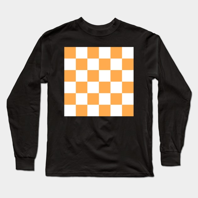 Orange and white checkerboard print Long Sleeve T-Shirt by bettyretro